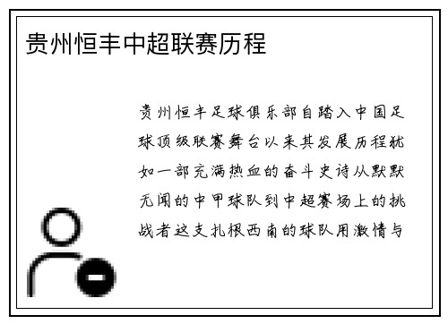 贵州恒丰中超联赛历程